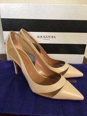 Aquazzura Savoy Illusion Leather Pumps 55 355 Cream 79500 G2U